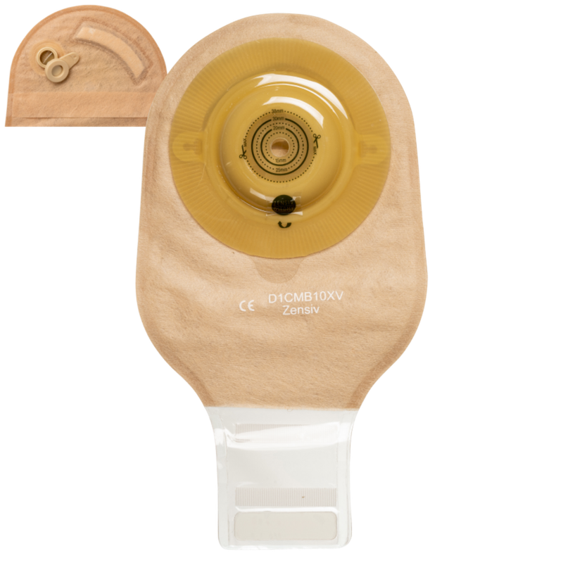 D1CMB10XV Калоприймач Зенсів однокомп. відкритий, з конвексною пласт. непрозор, з фільтром, з огляд.вікном, з вентиляц.отвором, закрив.на липучку, ОВД 10-38mm